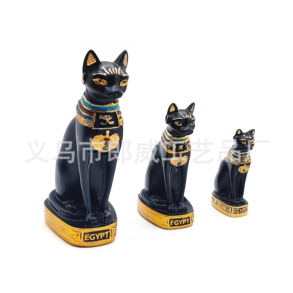(2개) 고대 이집트 고양이 신을 지키는 이국적인 스타일의 가정 장식 및 장신구 새 집 행운의 고양이 장신구 수지 공예품