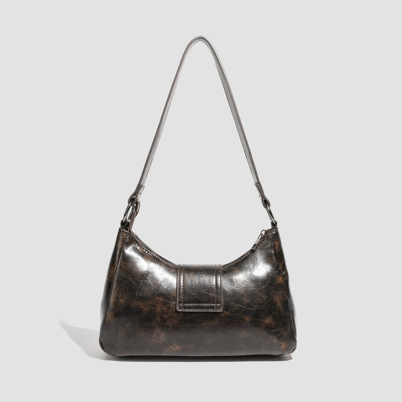 Demi-season Shoulder Bag, Small Underarm One-Shoulder Bag, Punk Style, PU Leather, 17×6.3×10.1 cm