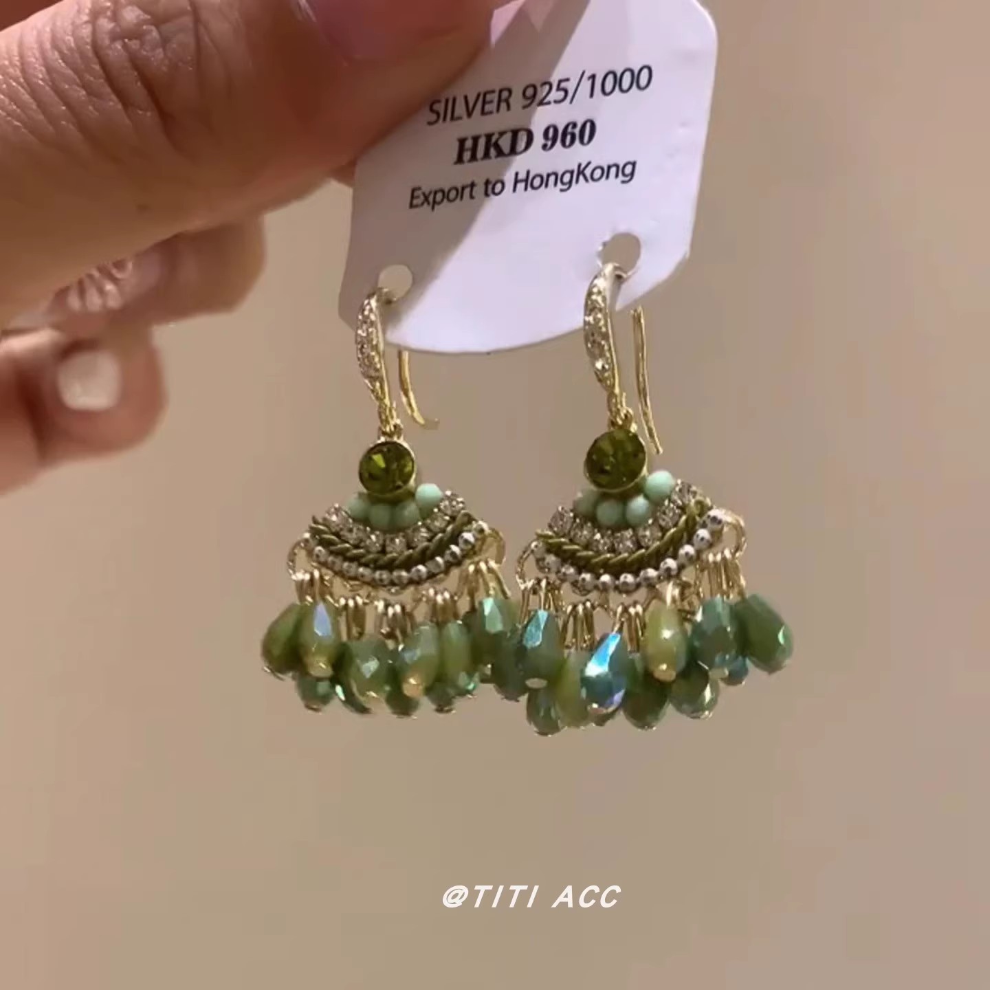 Wuyu Green~New Chinoiserie Retro Forest Green Crystal Tassel Earrings for Women, High-End Ethnic Style Unique Earrings