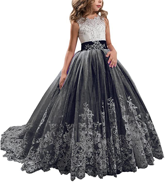 Vestidos de niña estilo princesa con encaje y malla, para fiestas de cumpleaños, damitas de honor y bodas, estilo europeo y americano.