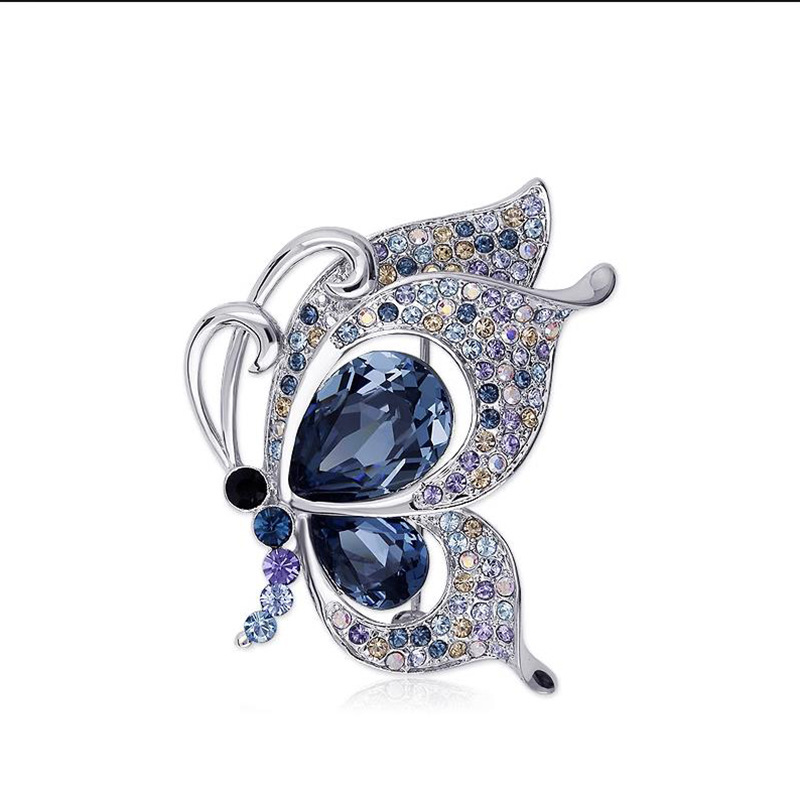 Spilla a farfalla vintage in cristallo per donna con strass_voghion.com