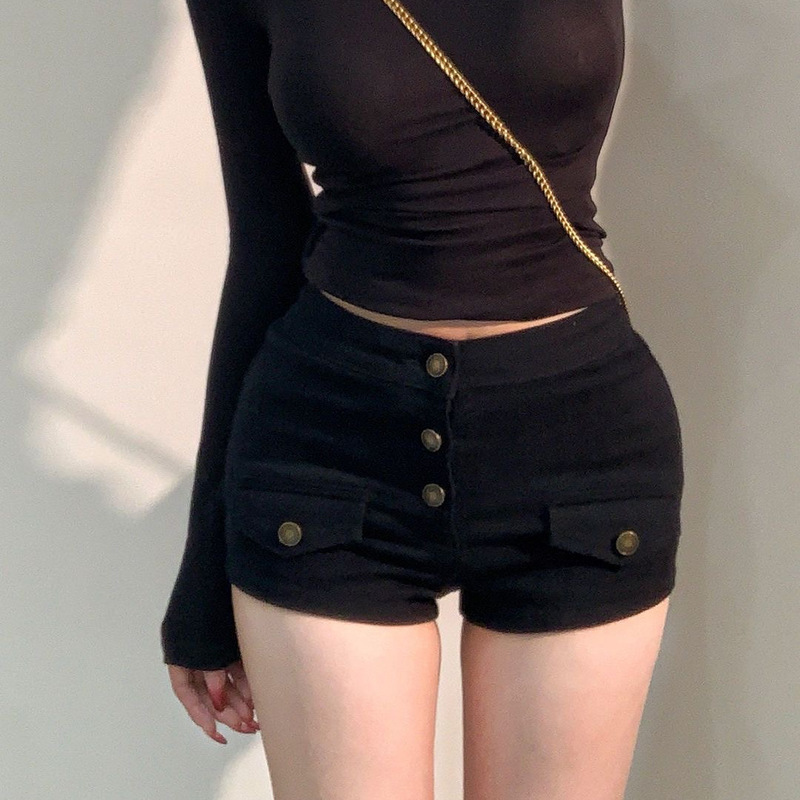 Black Denim Versatile Shorts for Women, Spring 2026 New Style, Stylish and Casual, Simple A-Line Hip-Hugging Hot Pants