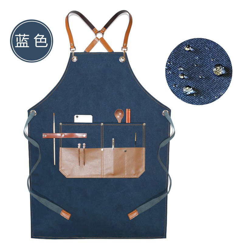 Denim delantal moda coreana peluquero pintura arte estudiante cafetería ropa de trabajo grueso lienzo delantal al por mayor