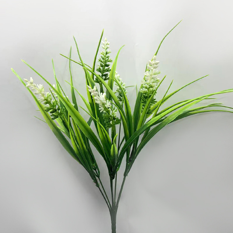 7 plantas de primavera de lavanda flores falsas flores de imitación decoración de decoración de boda sala de estar hotel comedor
