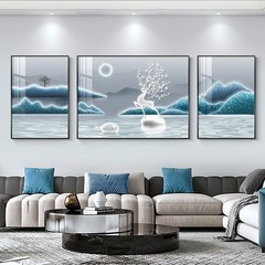 Modern Minimalist Luxury Sofa Background Wall Abstract Three-Panel Painting with Good Omens