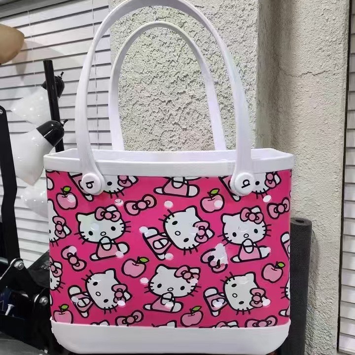 EVA bolsa de playa impresa europea y americana cesta de verduras de mano bolsa de mascotas agujero bolsa de almacenamiento ligera gran capacidad