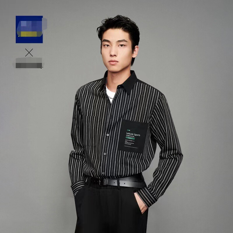 [Sea Brand Cut Label] Autumn Vertical Stripe Long Sleeve Casual Shirt Cotton Pocket Jacket Shirt 3U141A