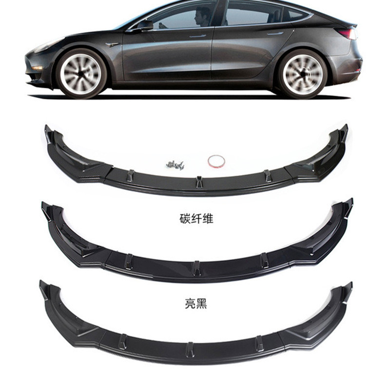 Suitable for Tesla Model 3 Front Lip Modification Small Surround Three-Stage Non-Destructive Installation Front Shovel Decoration Appearance Decoration