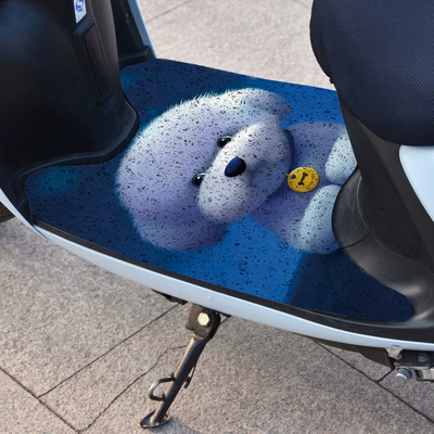 Electric vehicle foot mat – Cartoon Electric Car Foot Mat - 580d-bichon-frize-width-50length-70cm-rectangular-self-cut-silk-circle-free-velcro