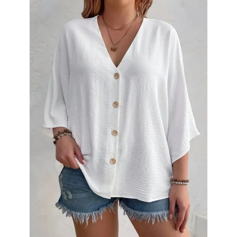 Southeast Asia Cross-Border Spring and Autumn Large Size Loose-Fitting Casual Button-Down Cardigan Cotton and Linen Solid Color Long-Sleeved Shirt Top