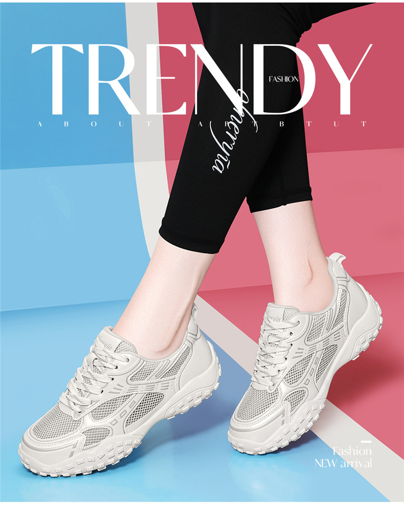 Giày sneaker nữ chunky đế dày mũi tròn lưới thoáng khí mùa hè 2025 — JST 7216m màu (mạng đơn), JST 7211 màu đen (mạng đơn), JST 7233 màu vàng (mạng đơn), JST 7182m màu (mạng đơn) chi tiết 2