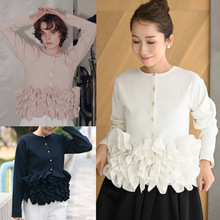 乐天日系2025秋上新纯色重工针织开衫外套叠穿上衣日单跨境外贸