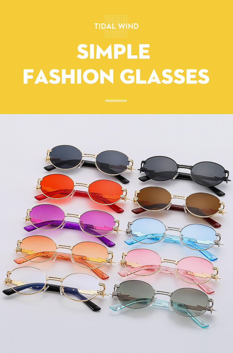 Retro Color Block Ac Round Frame Patchwork Full Frame Women's Sunglasses display picture 4