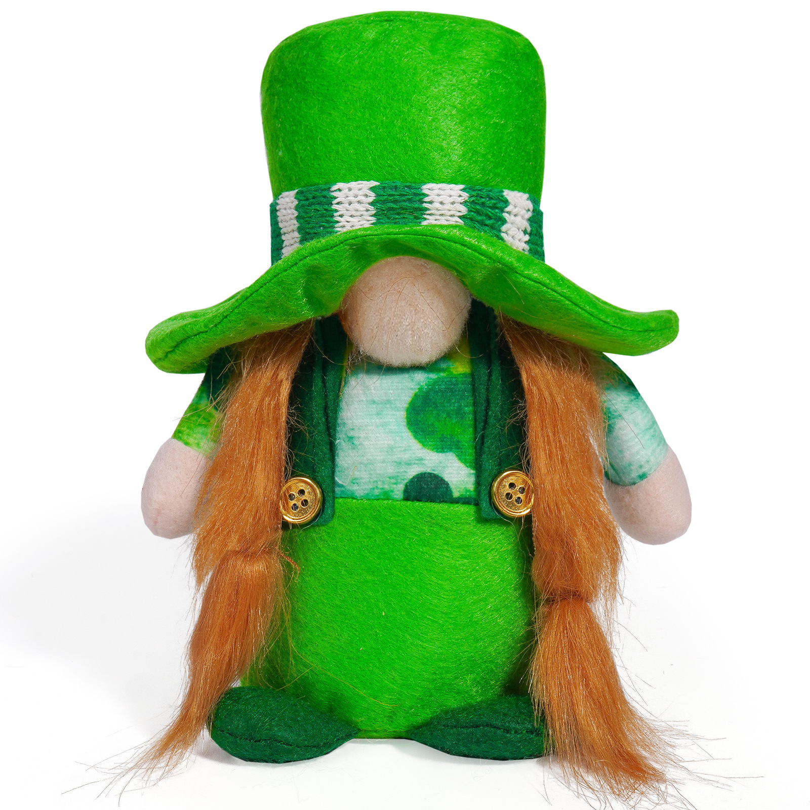 Transfronterizo irlandés Día de Patricio decoraciones muñecas verdes muñecas sin cara creativas decoraciones enanas de hojas verdes