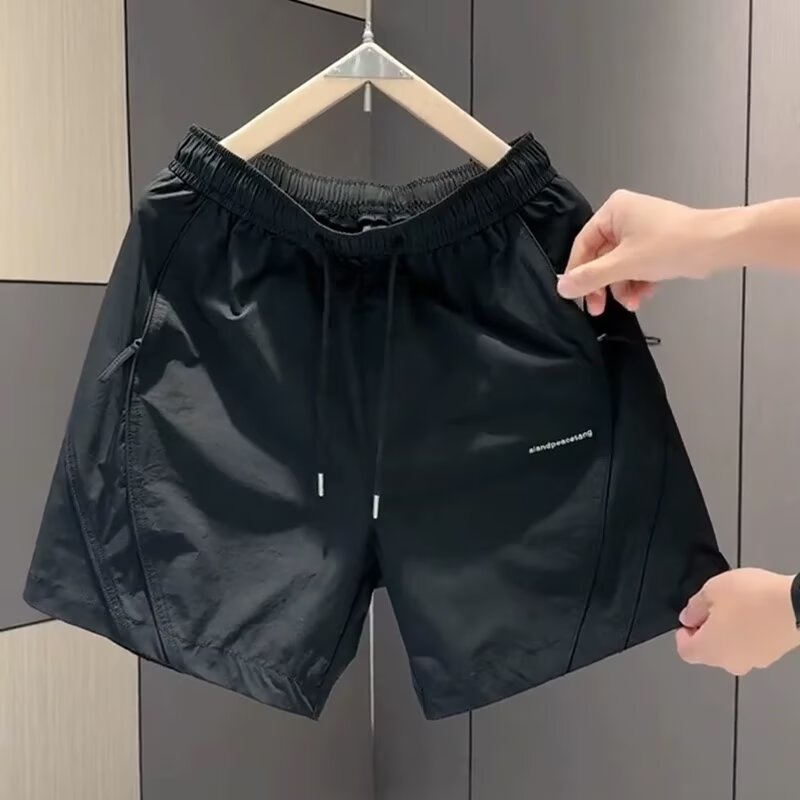 Men's Quick-Dry Casual Shorts, Solid Color Lightweight Breathable 5-Inch Inseam Elastic Waistband Soft Athletic Shorts For Gym Travel Summer_viptrois.com