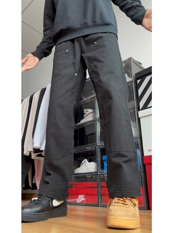 Cleanfit American Black Cargo Pants Men's Spring Vibe Carhartt Logging Pants Straight Versatile Long Pants