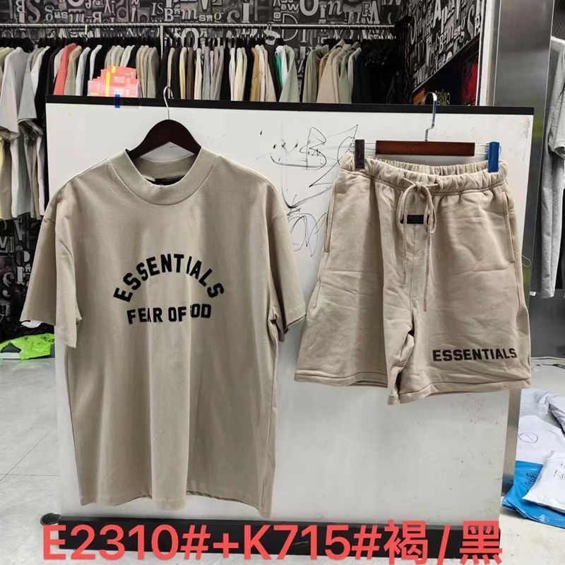 FOGESS Camiseta de cuello redondo, manga corta, camiseta de cuello de terry, pantalones cortos, set suelto, moda masculina, juventud, 18 - 24 años