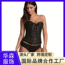 跨境直供及腹收腰南美宫廷有花边束身衣收腹带女托胸聚拢塑身衣
