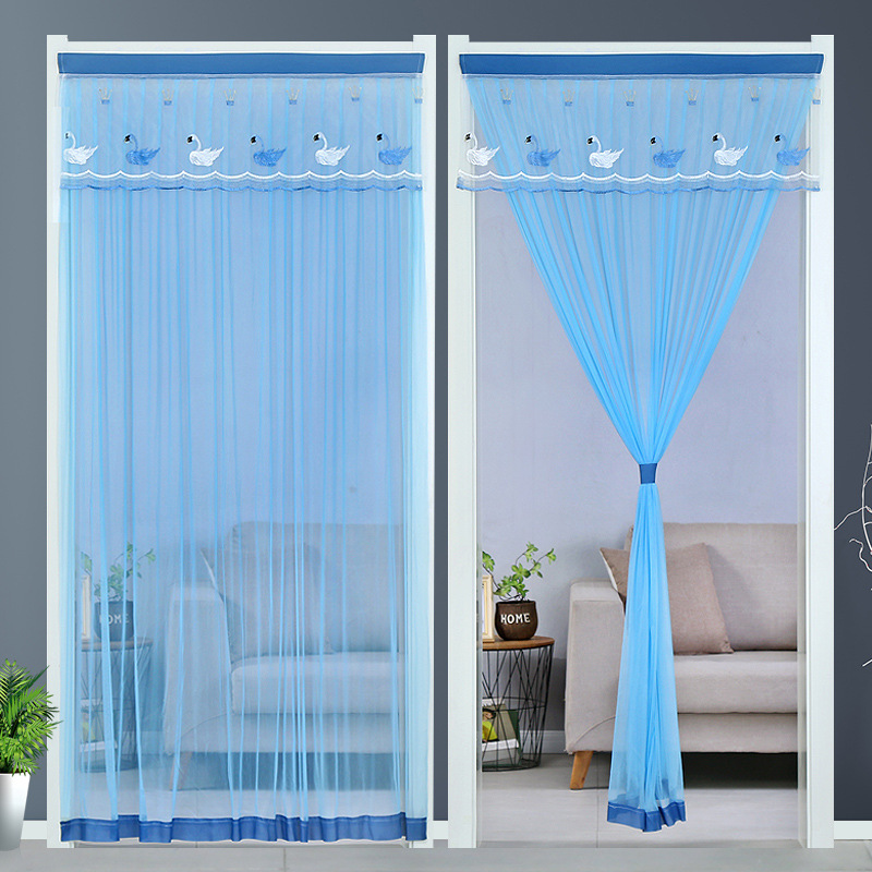 Sand Door Curtain Anti-mosquito Home Punch-free Bedroom Lace Partition Curtain Fabric Decoration Summer Velcro Hanging Curtain
