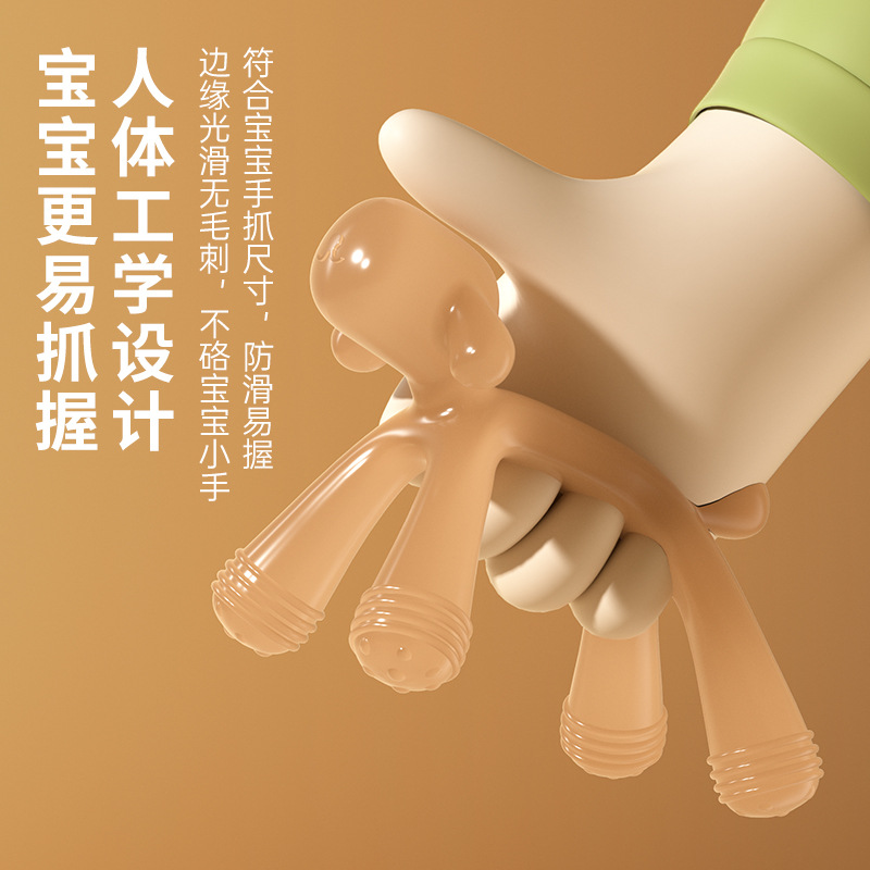 Bebé mordedor de dibujos animados perro mordedor hervido de silicona de calidad alimentaria anti-comer mano bebé mordedor palo