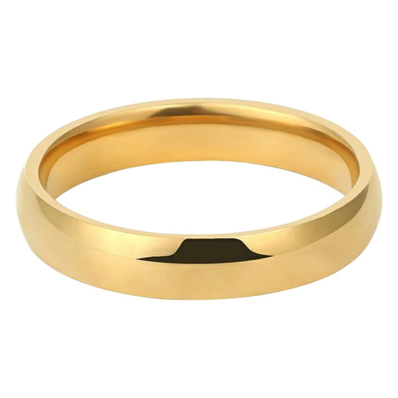 European and American Fashion Minimalist 4mm Titanium Steel Smooth Ring, Stainless Steel Inner and Outer Curved Sphere Plain Ring, Titanium Steel Ring