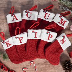 国境を越えたクリスマスの新しい装飾かわいい赤いニットクリスマス靴下創造的な祝日のお祝いの文字刺繍ストラップ