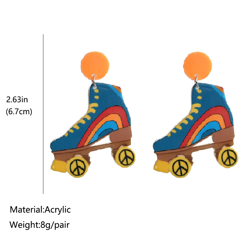 Cartoon Style Exaggerated Fashion Skates Arylic Irregular Carving Earrings display picture 1