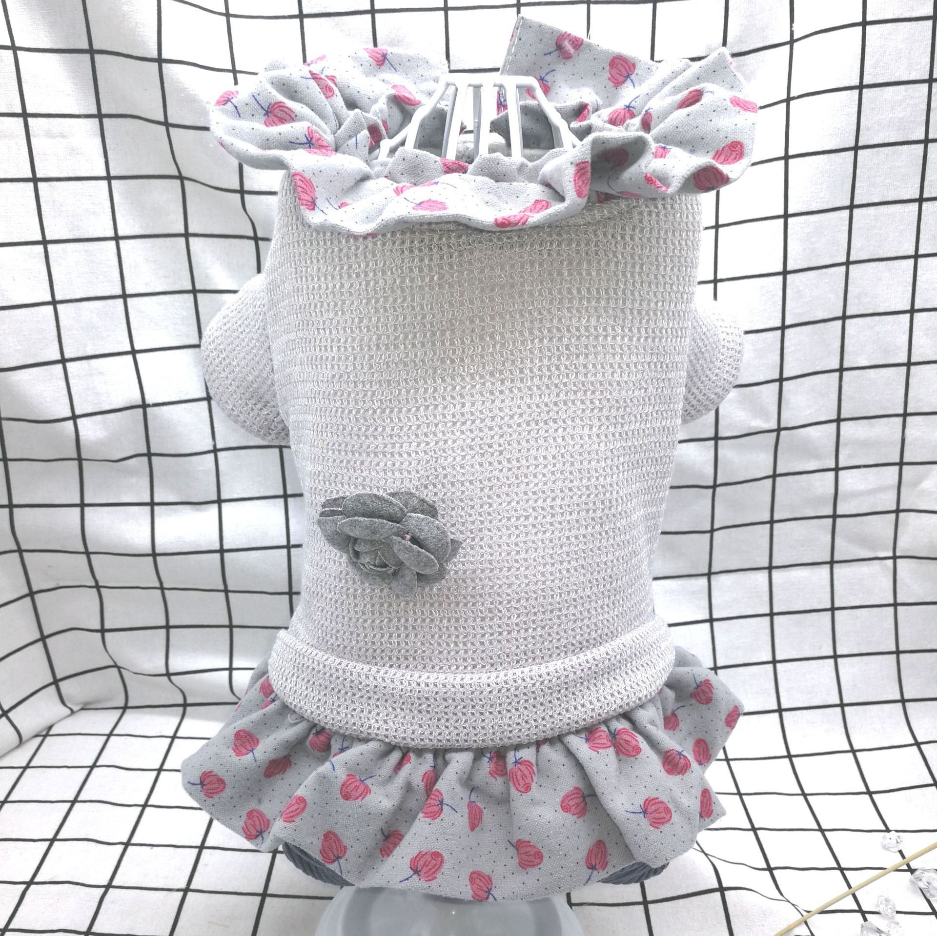 狗狗衣服天羽荷叶领四脚棉衣 秋冬季爱宠服装四脚衣服