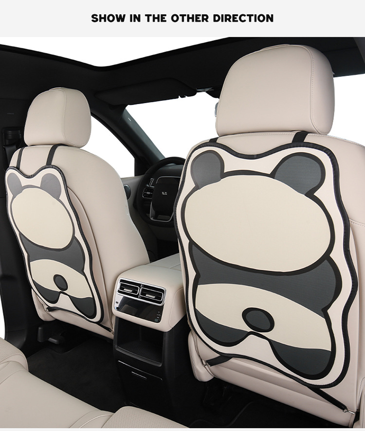Cute Panda Cartoon Car Seat Back Anti-Kick Pad for Women, Car Seat Anti-Dirt Pad, Rear Seat Protector