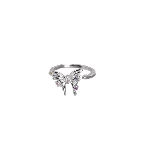 Irregular three-dimensional butterfly open ring women's niche design adjustable index finger ring cool style internet celebrity ring