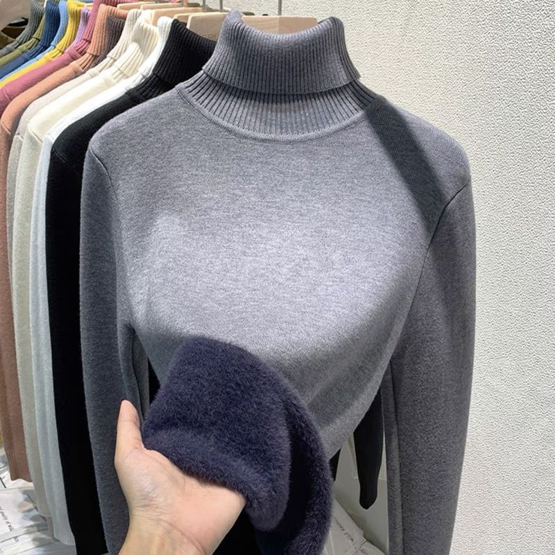 アマゾンの国境を越えた対外貿易は一体のベルベットのセーターを厚くして、女性の冬の保温上着の高襟のシャツの女性の秋冬の下着を着ます|undefined