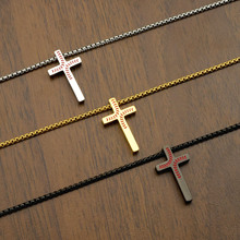 朋友礼物项链套装棒球交叉不锈钢男士十字项链黑色刻字十字架项链