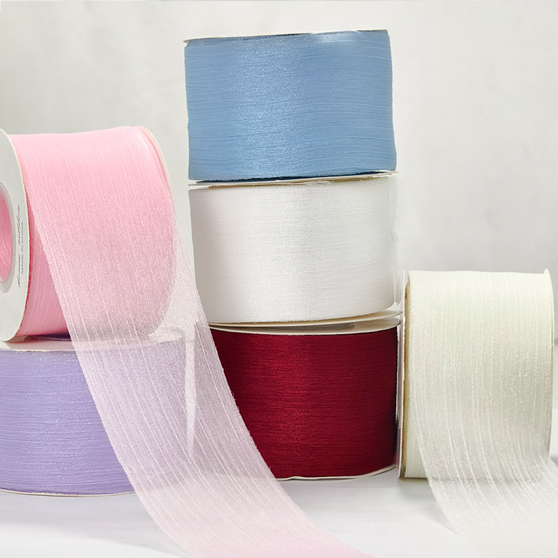 Handmade Hair Accessories DIY 6cm Wide Gauze Ribbon Pleated Gauze Shiny Silver Thread Crinkle Gauze Flower Gift Box Bow Packaging Handmade Hair Accessories DIY 6cm Wide Gauze Ribbon Pleated Gauze Shiny Silver Thread Crinkle Gauze Flower Gift Box Bow Packaging