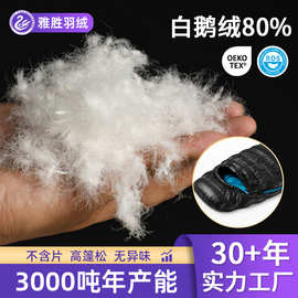 国标80白鹅绒填充物批发水洗原料源头工厂直供羽绒服羽绒被跨境