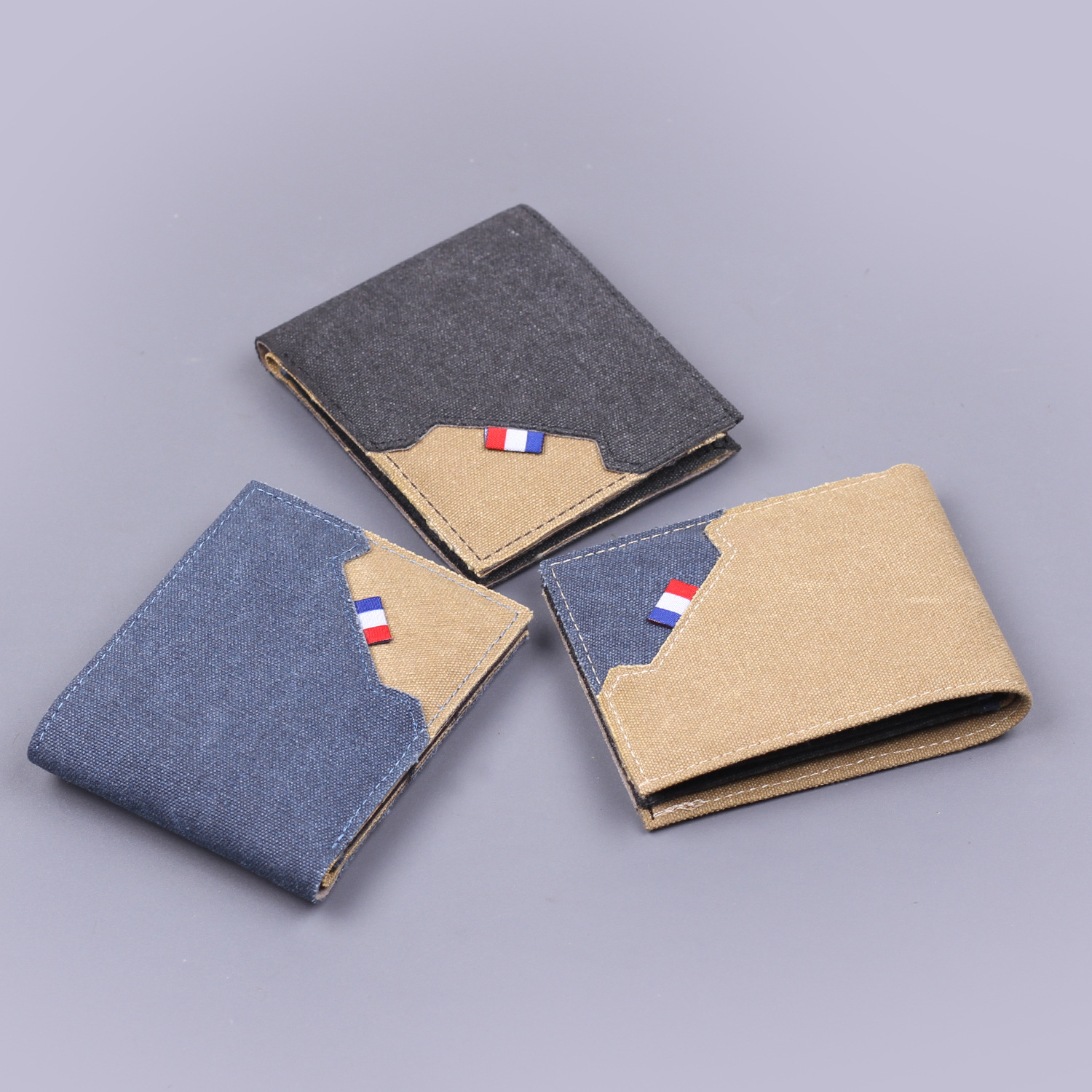 Canvas para hombres cartera corta de tela suave cartera de hombre doble para hombres multi-tarjeta nueva bolsa de tarjetas en 9 tarjetas