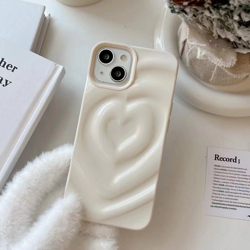 純色の立体愛はiphone15アップル16promax携帯ケースの新型14カップル13ソフトケースの女性を適用します。|undefined