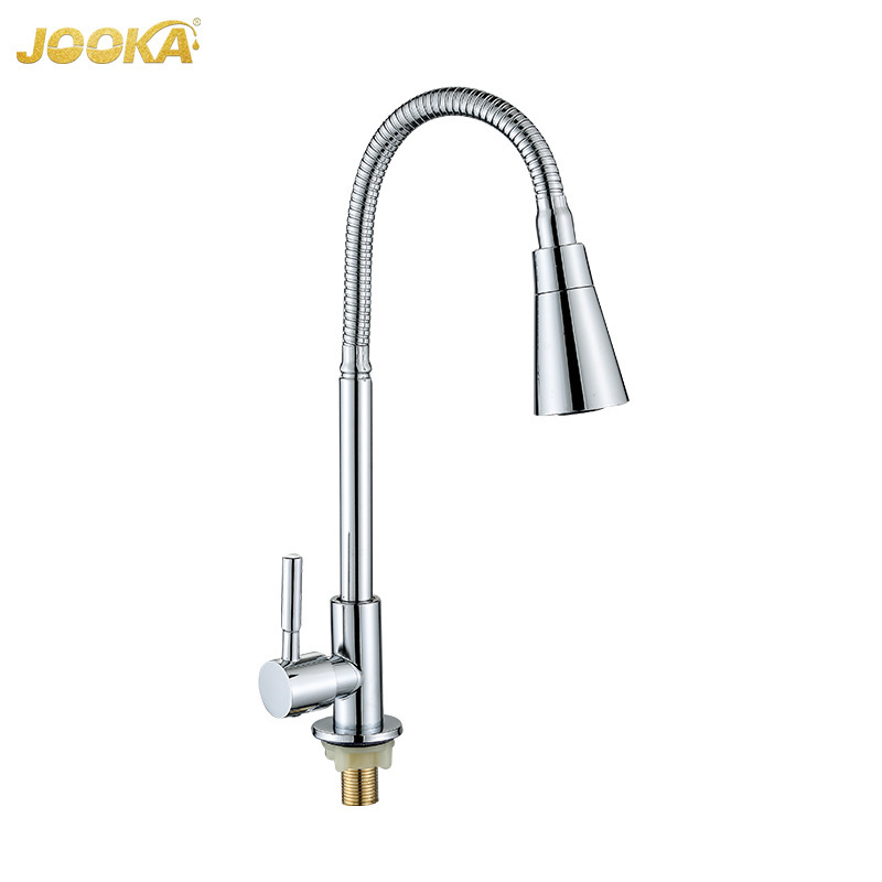 Cross-Border E-Commerce Export Kitchen Faucet New Electroplating Design Sink Faucet Flexible Water Outlet Single Cold Stainless Steel