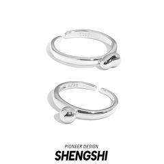 韓版極簡圓形豆豆可調節指環素圈飾品個性不掉色時尚冷淡風戒指女