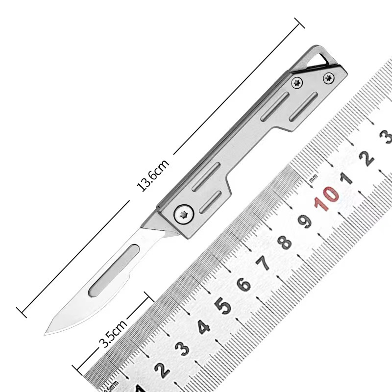 不锈钢小刀折不锈钢小刀折叠式手术刀架不锈钢美工刀钥匙扣刀随身