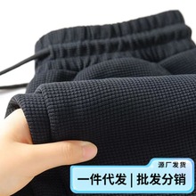 捡漏专柜尾货清仓华夫格卫裤男秋冬季大码运动休闲加绒直筒长裤子