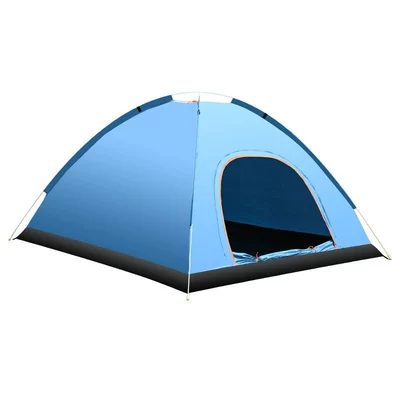 Outdoor Camping Folding Fully Automatic Camping Tent 3-4 People Beach Simple Quick Open Double Windproof Outdoor Tent (Çadırlar) - blue-double-single-door