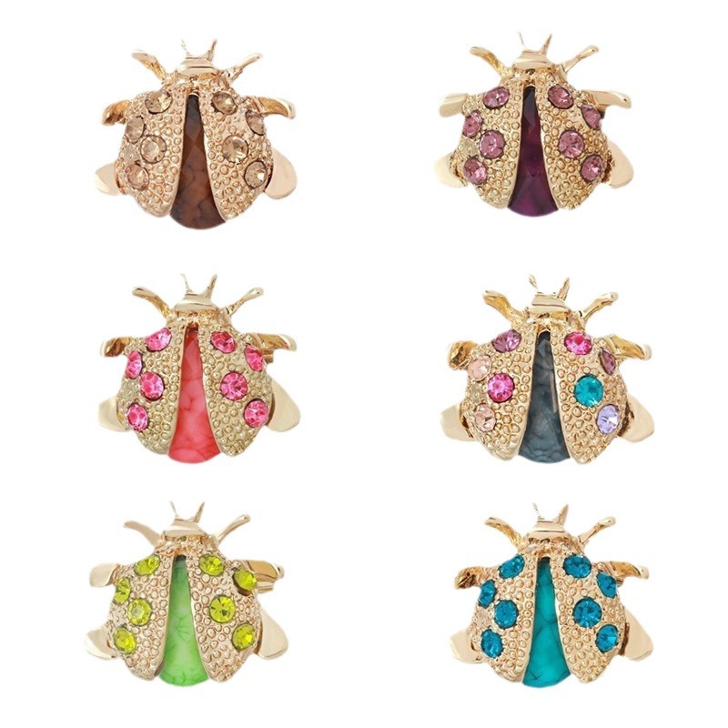 Fashion Personality Vintage Brooch Beetle Seven Stars Ladybug Colorful Corsage Clothing Accessories_voghion.com