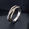 Zirconium, line ring with stone, European style, three colors, micro incrustation