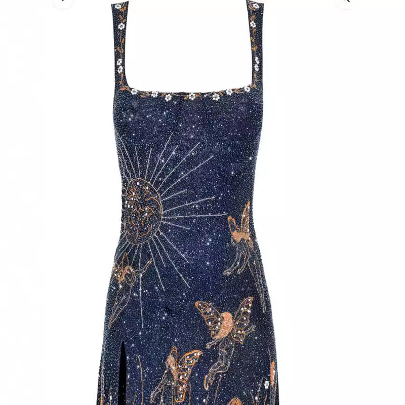 2024 Amazon new cross-border sling 3D embroidery urban leisure sun sling dress