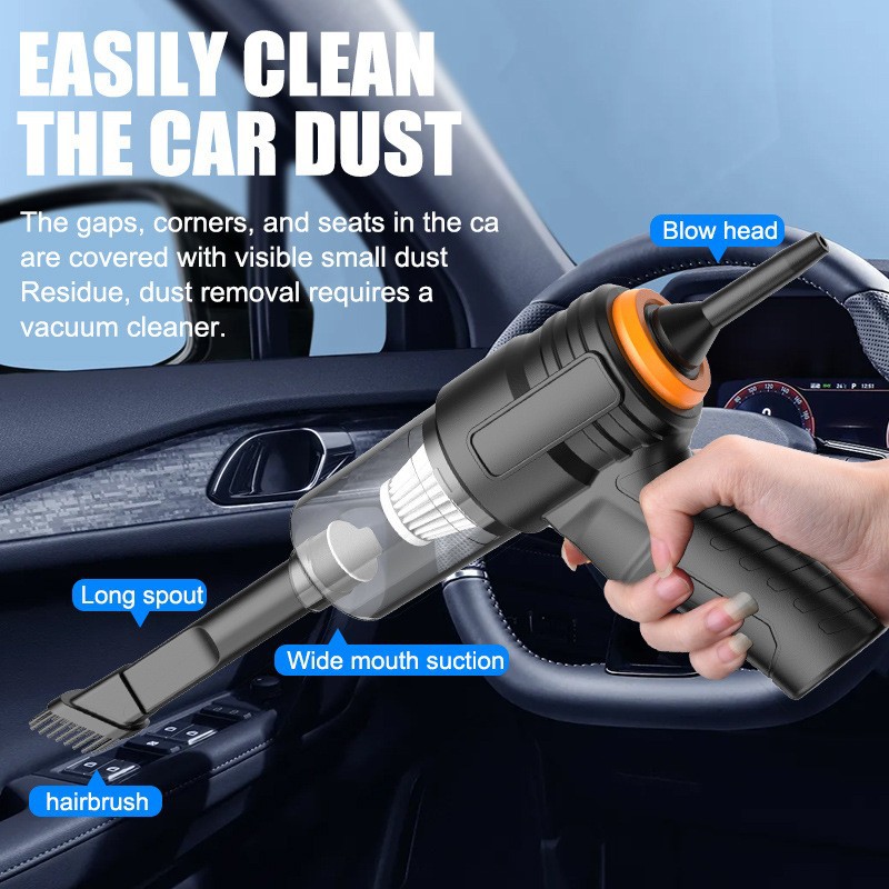Cross-Border Car Vacuum Cleaner with Blowing and Suction Functions, Wireless, High Suction Power, Super Powerful, Handheld Rechargeable Dust Blower for Car and Home Use