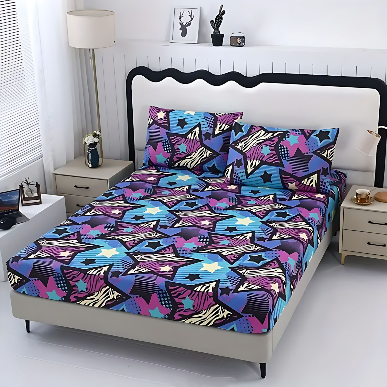 TEMU / JIT nuevo producto transfronterizo impresión geométrica 3D impresión digital cama gazah pillow set para hacer dibujos