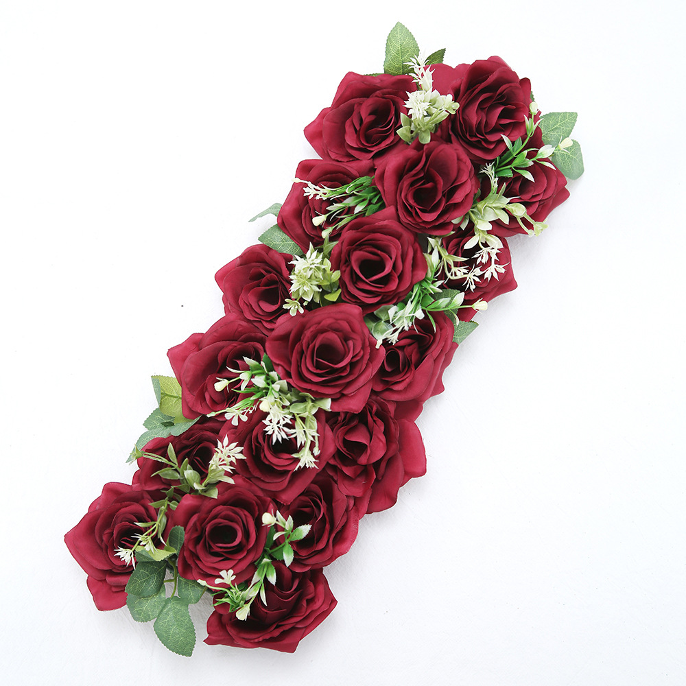 Flor de boda flor de simulación de boda tira larga aterrizaje T-Plane Road flor de guía de arco transfronterizo escena decoración flor de fila