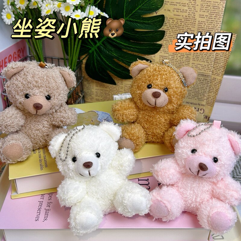 Internet Celebrity Sitting Bear Plush Toy Teddy Bear Pendant Bear Doll Plushie Bag Pendant Keychain