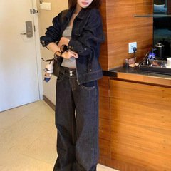 SUNONEONE1原牛色短款铆钉牛仔外套女早秋美式复古小个子宽松上衣