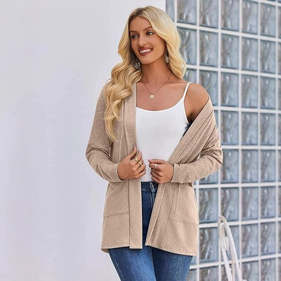 2025 Европейская и американская трансграничная мода, новый европейский и американский цельный женский элегантный вязаный кардиган из искусственного шелка и вискозы с длинными рукавами